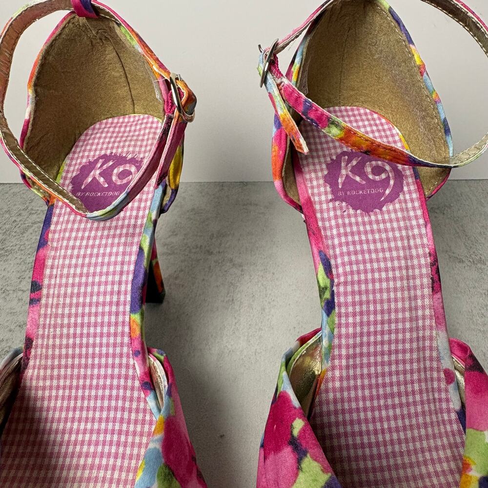 Rocket Dog Brand K9 Satin Floral Pattern Heel Adjustable Ankle Strap Women's 9.5 - Picture 3 of 15
